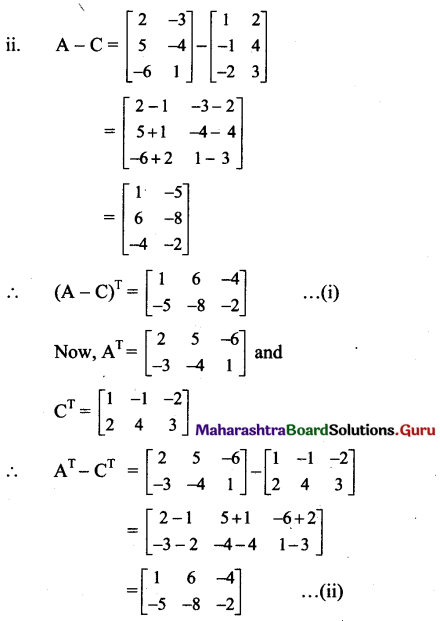 Maharashtra Board 11th Maths Solutions Chapter 4 Determinants and Matrices Ex 4.7 6