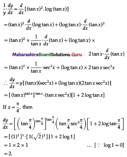 Maharashtra Board 12th Maths Solutions Chapter 1 Differentiation Ex 1.3 Q2 (viii)