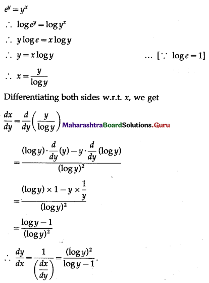 Maharashtra Board 12th Maths Solutions Chapter 1 Differentiation Ex 1.3 Q5 (x).1