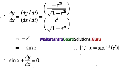 Maharashtra Board 12th Maths Solutions Chapter 1 Differentiation Ex 1.4 Q3 (vii).1