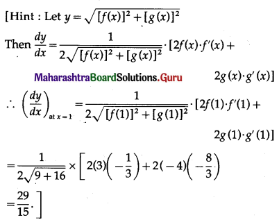Maharashtra Board 12th Maths Solutions Chapter 1 Differentiation Miscellaneous Exercise 1 I Q1