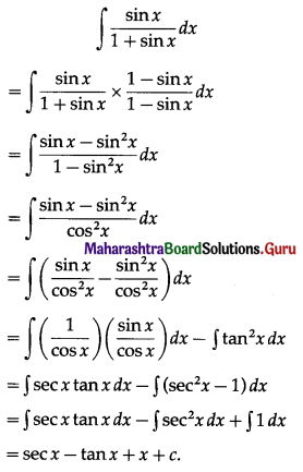 Maharashtra Board 12th Maths Solutions Chapter 3 Indefinite Integration Ex 3.1 II (vi)