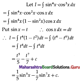 Maharashtra Board 12th Maths Solutions Chapter 3 Indefinite Integration Ex 3.2(A) I Q9