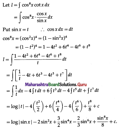 Maharashtra Board 12th Maths Solutions Chapter 3 Indefinite Integration Ex 3.2(A) II Q10