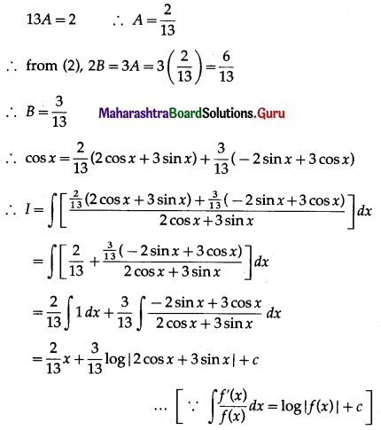 Maharashtra Board 12th Maths Solutions Chapter 3 Indefinite Integration Ex 3.2(A) II Q6.1