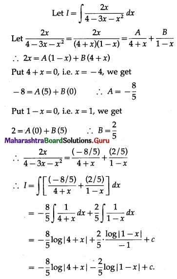 Maharashtra Board 12th Maths Solutions Chapter 3 Indefinite Integration Ex 3.4 Q4