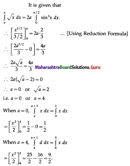 Maharashtra Board 12th Maths Solutions Chapter 4 Definite Integration Miscellaneous Exercise 4 IV Q1