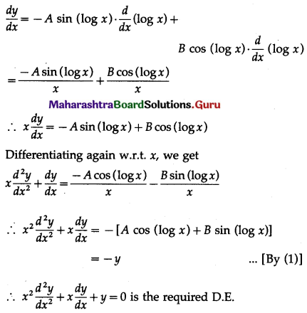 Maharashtra Board 12th Maths Solutions Chapter 6 Differential Equations Ex 6.2 Q1 (iii)