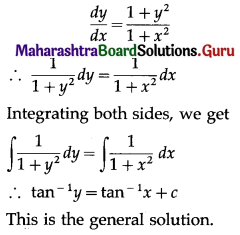 Maharashtra Board 12th Maths Solutions Chapter 6 Differential Equations Ex 6.3 Q2 (i)