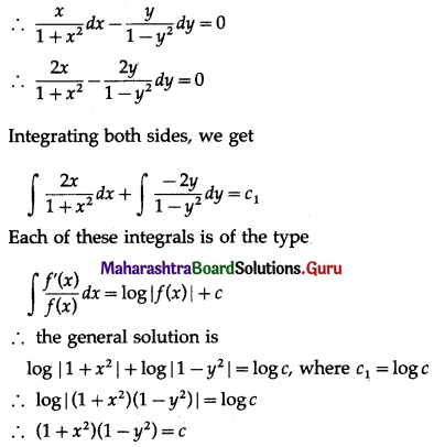 Maharashtra Board 12th Maths Solutions Chapter 6 Differential Equations Ex 6.3 Q3 (ii)