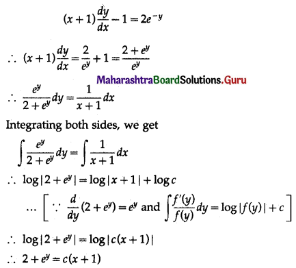 Maharashtra Board 12th Maths Solutions Chapter 6 Differential Equations Ex 6.3 Q3 (v)