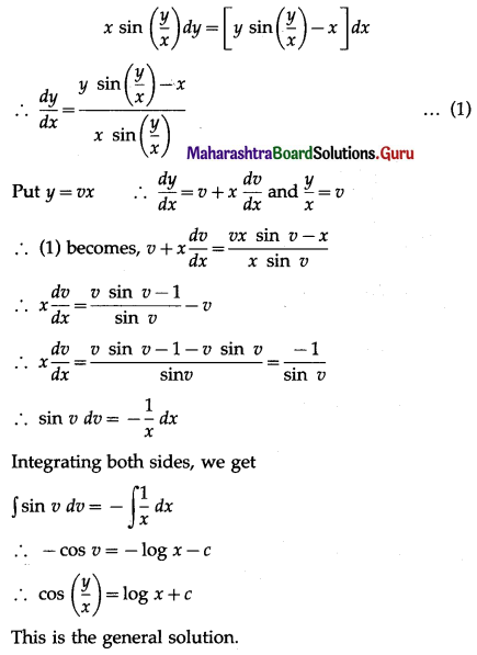 Maharashtra Board 12th Maths Solutions Chapter 6 Differential Equations Ex 6.4 Q1