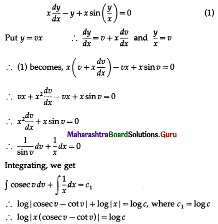 Maharashtra Board 12th Maths Solutions Chapter 6 Differential Equations Ex 6.4 Q7