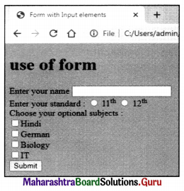Maharashtra Board Class 11 Information Technology Important Questions Chapter 3 Impressive Web Designing 8A Q7
