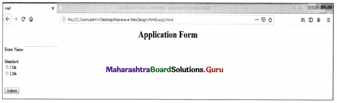 Maharashtra Board Class 11 Information Technology Practicals Skill Set 2 Web Designing (HTML - 5) SOP 3
