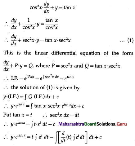 Maharashtra Board 12th Maths Solutions Chapter 6 Differential Equations Ex 6.5 Q1 (ii)