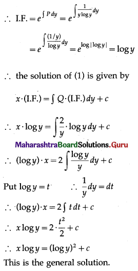 Maharashtra Board 12th Maths Solutions Chapter 6 Differential Equations Miscellaneous Exercise 6 II Q5 (vi).1