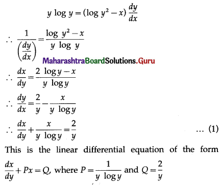 Maharashtra Board 12th Maths Solutions Chapter 6 Differential Equations Miscellaneous Exercise 6 II Q5 (vi)