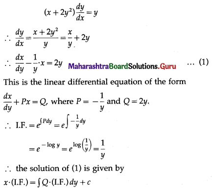Maharashtra Board 12th Maths Solutions Chapter 6 Differential Equations Miscellaneous Exercise 6 II Q6 (ii)