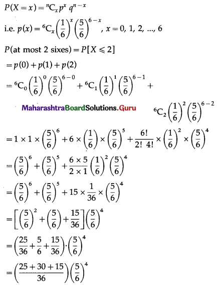 Maharashtra Board 12th Maths Solutions Chapter 8 Binomial Distribution Ex 8.1 Q10