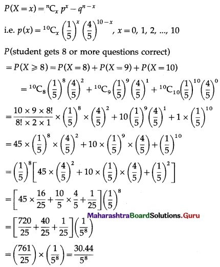 Maharashtra Board 12th Maths Solutions Chapter 8 Binomial Distribution Miscellaneous Exercise 8 II Q10