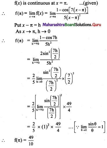 Maharashtra Board 11th Maths Solutions Chapter 8 Continuity Miscellaneous Exercise 8 VII Q2