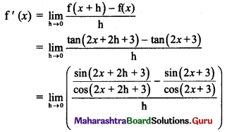Maharashtra Board 11th Maths Solutions Chapter 9 Differentiation Ex 9.1 Q1 (vi)