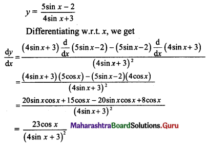 Maharashtra Board 11th Maths Solutions Chapter 9 Differentiation Miscellaneous Exercise 9 I Q4