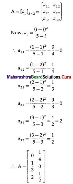 Maharashtra Board 12th Commerce Maths Solutions Chapter 2 Matrices Ex 2.1 Q1 (i)