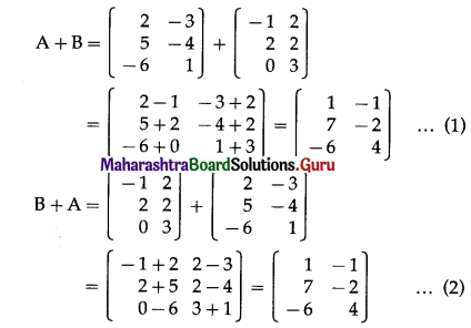 Maharashtra Board 12th Commerce Maths Solutions Chapter 2 Matrices Ex 2.2 Q1 (i)
