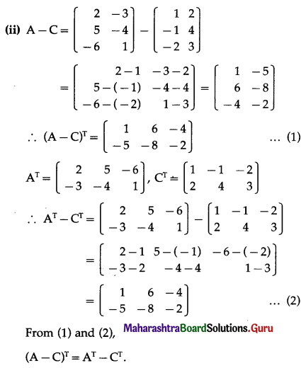 Maharashtra Board 12th Commerce Maths Solutions Chapter 2 Matrices Ex 2.4 Q5.1