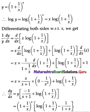 Maharashtra Board 12th Commerce Maths Solutions Chapter 3 Differentiation Ex 3.3 II Q1