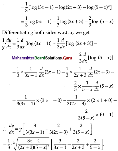 Maharashtra Board 12th Commerce Maths Solutions Chapter 3 Differentiation Ex 3.3 II Q3.1