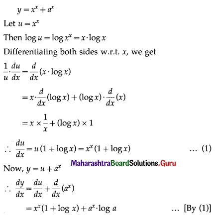 Maharashtra Board 12th Commerce Maths Solutions Chapter 3 Differentiation Ex 3.3 III Q2