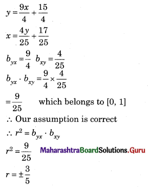 Maharashtra Board 12th Commerce Maths Solutions Chapter 3 Linear Regression Ex 3.3 Q1