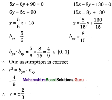 Maharashtra Board 12th Commerce Maths Solutions Chapter 3 Linear Regression Ex 3.3 Q10