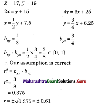Maharashtra Board 12th Commerce Maths Solutions Chapter 3 Linear Regression Ex 3.3 Q9