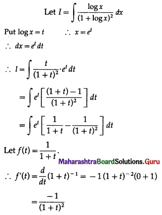 Maharashtra Board 12th Commerce Maths Solutions Chapter 5 Integration Ex 5.5 Q10