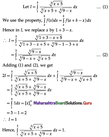 Maharashtra Board 12th Commerce Maths Solutions Chapter 6 Definite Integration Ex 6.2 Q3