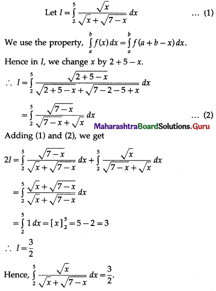 Maharashtra Board 12th Commerce Maths Solutions Chapter 6 Definite Integration Ex 6.2 Q4