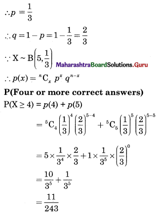 Maharashtra Board 12th Commerce Maths Solutions Chapter 8 Probability Distributions Ex 8.3 Q7