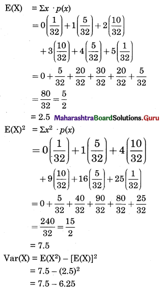 Maharashtra Board 12th Commerce Maths Solutions Chapter 8 Probability Distributions Miscellaneous Exercise 8 IV Part 1 Q10(iv).1
