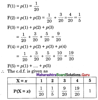 Maharashtra Board 12th Commerce Maths Solutions Chapter 8 Probability Distributions Miscellaneous Exercise 8 IV Part 1 Q5.2
